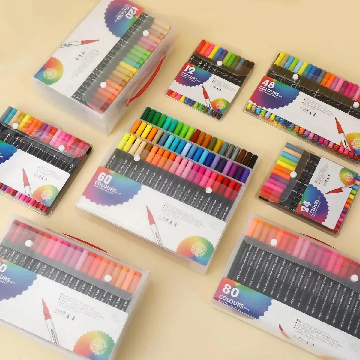 12-120 Colors Markers Set Dual - Correction Pen Fine のレビューと価格