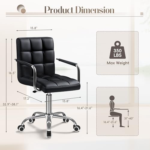 Black PU Leather Swivel Office - Leather Desk Pad のレビューと価格