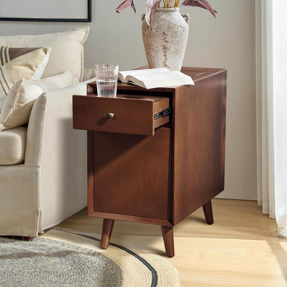 Walnut Charging Station End Ta - Magazine Holder Rack のレビューと価格