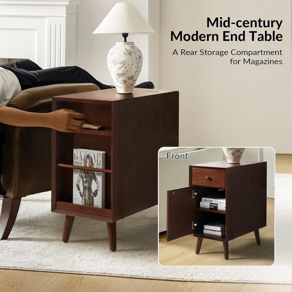Walnut Charging Station End Ta - Magazine Holder Rack のレビューと価格